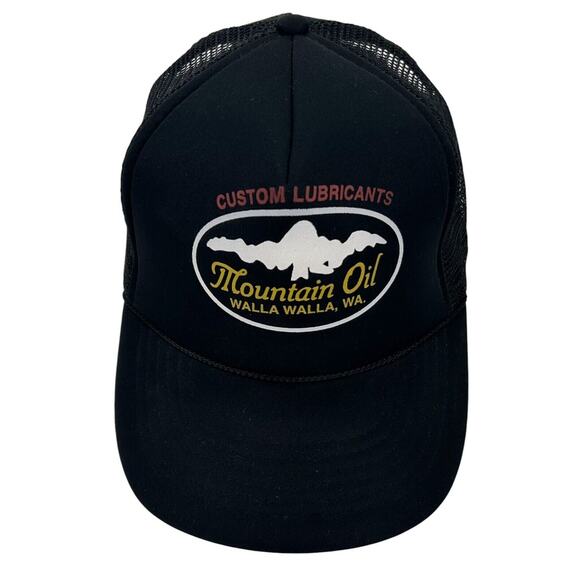 Mountain Oil Custom Lubricants Walla Walla Wa Hat Vtg Black Snapback Trucker Cap - Picture 5 of 8